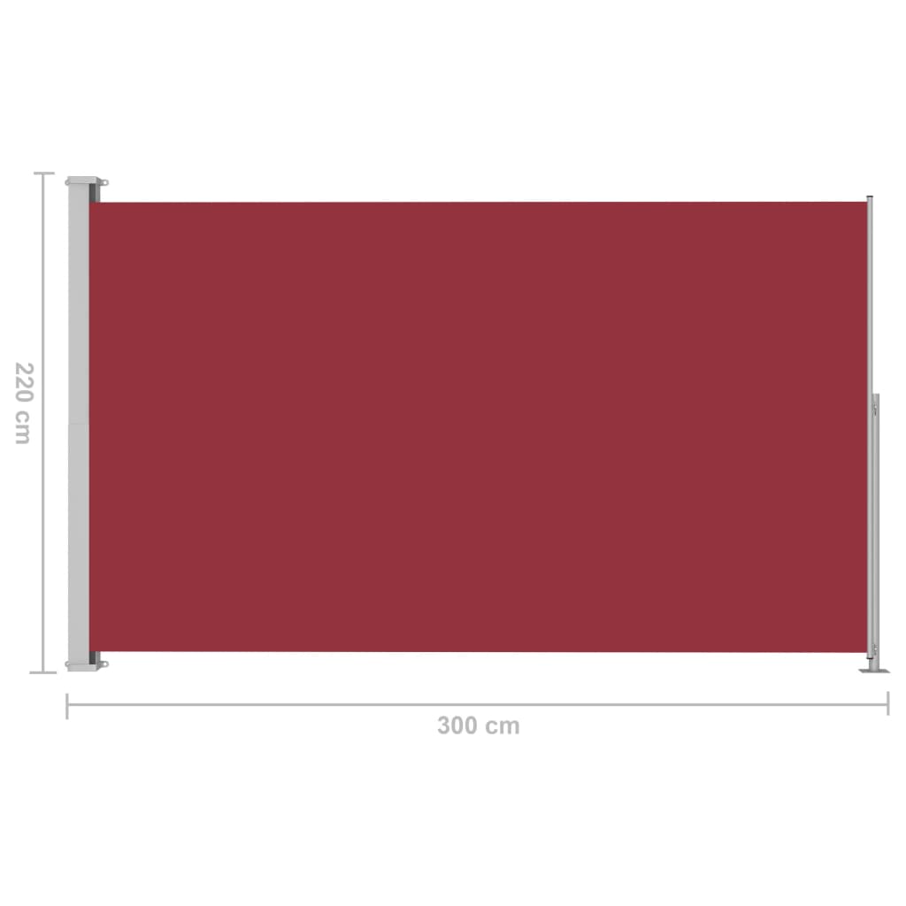 vidaXL Sisäänvedettävä terassin sivumarkiisi 220x300 cm punainen