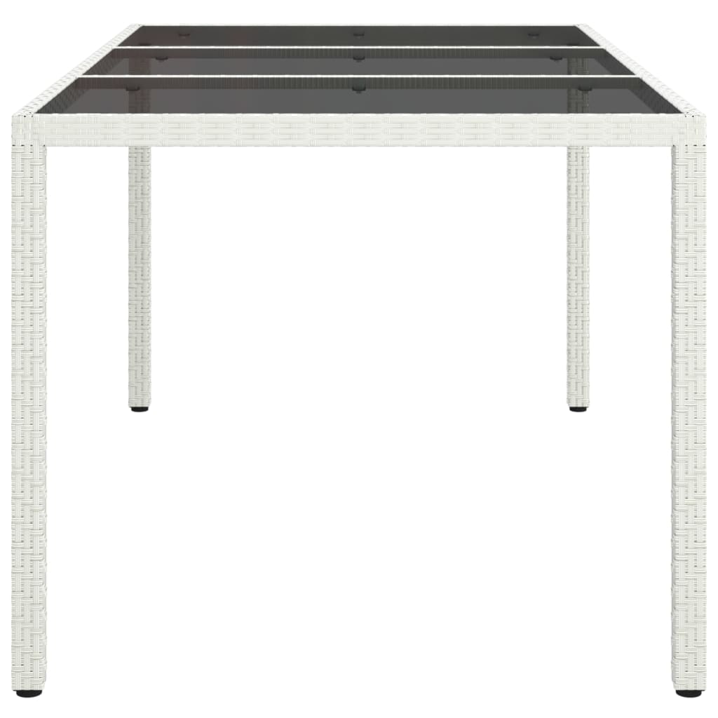 vidaXL Puutarhapöytä 150x90x75cm karkaistu lasi ja polyrottinki valk.