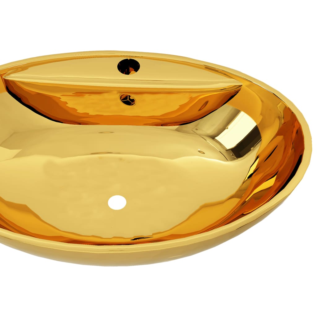 vidaXL Pesuallas ylivuodolla 58,5x39x21 cm keraaminen kulta