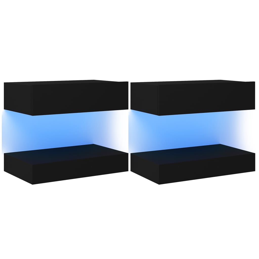 vidaXL TV-tasot LED-valoilla 2 kpl musta 60x35 cm