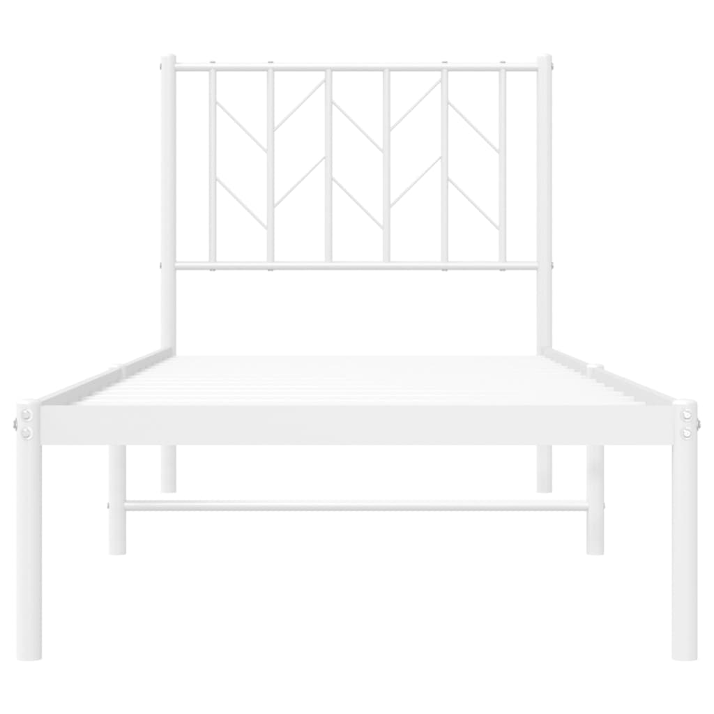 vidaXL Metallinen sängynrunko päädyllä valkoinen 75x190 cm