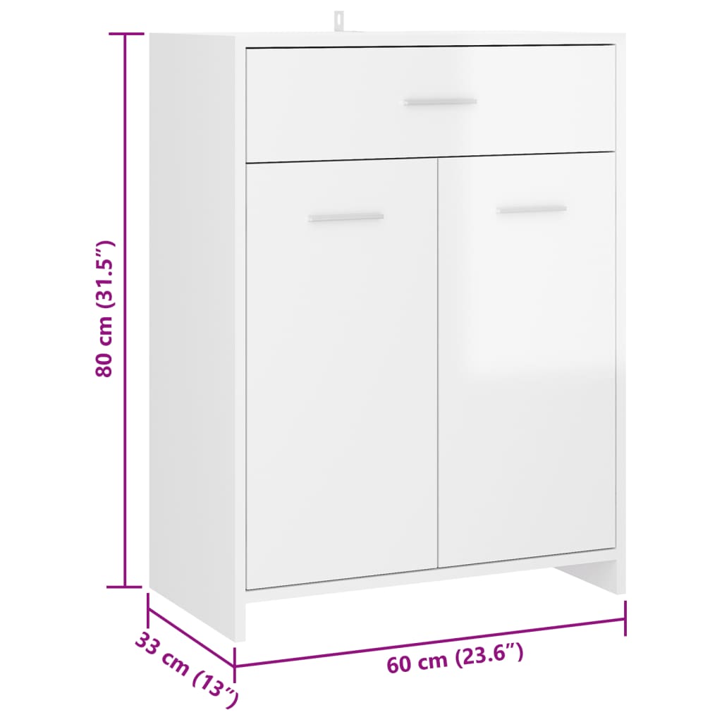 vidaXL 4-osainen kylpyhuone kalustesarja korkeakiilto valkoinen