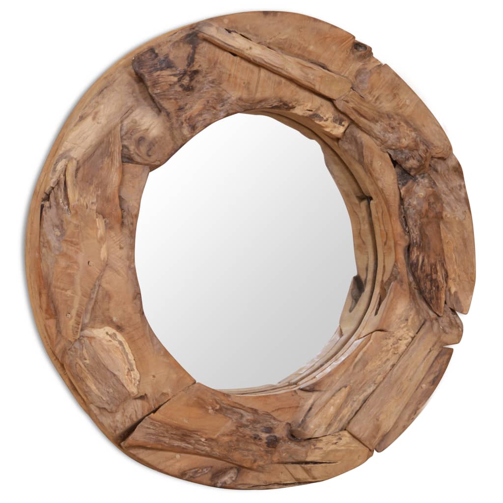 vidaXL Koristeellinen peili pyöreä 60 cm Tiikki