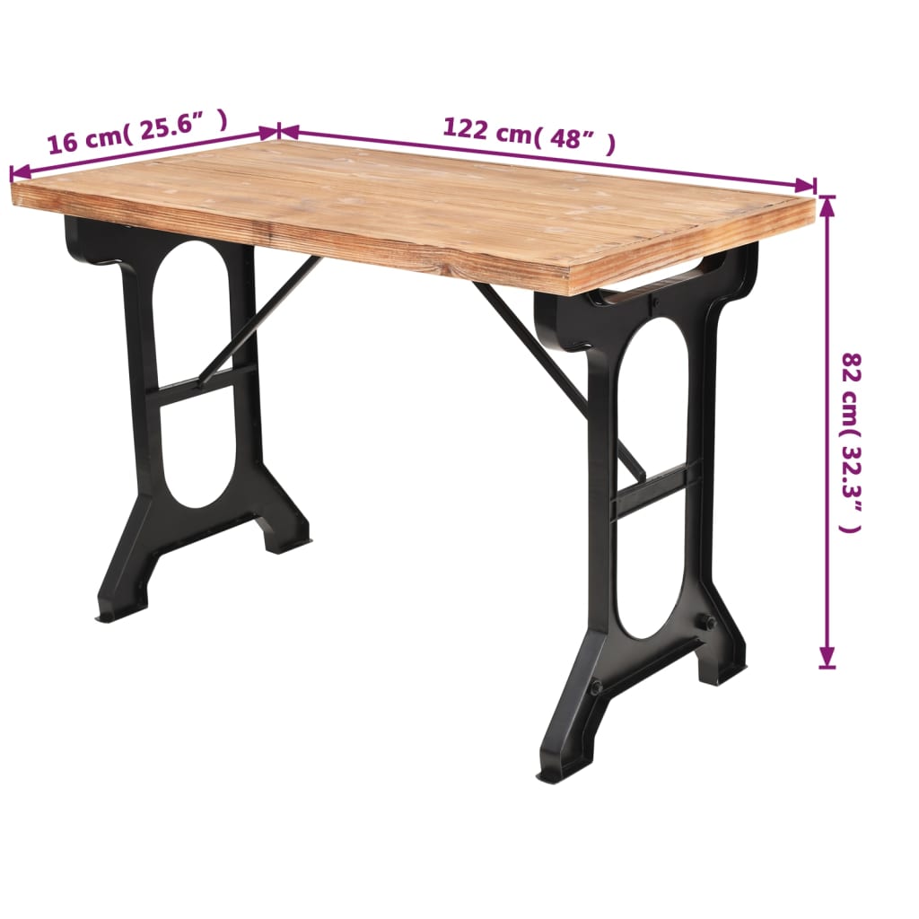 vidaXL Ruokapöytä 122x65x82 cm kuusipuinen pöytälevy