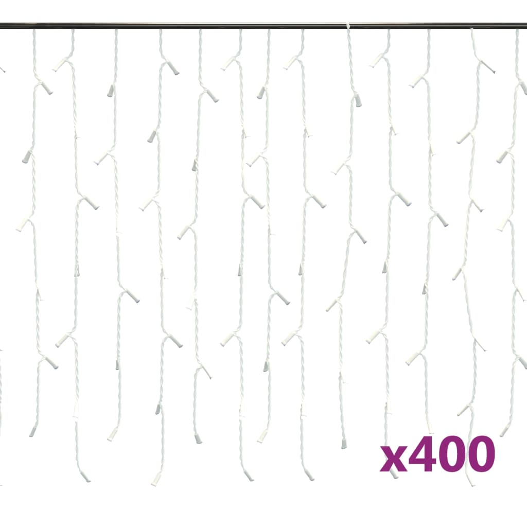 vidaXL LED-valonauhaverho jääpuikot 10 m 400 LEDiä lämmin valkoinen
