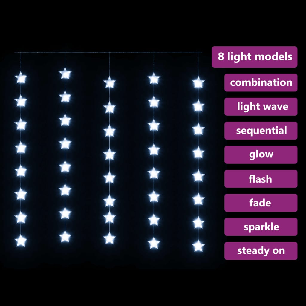 vidaXL LED-valoverho tähtikeijuvalot 200 LEDiä kylmä valkoinen