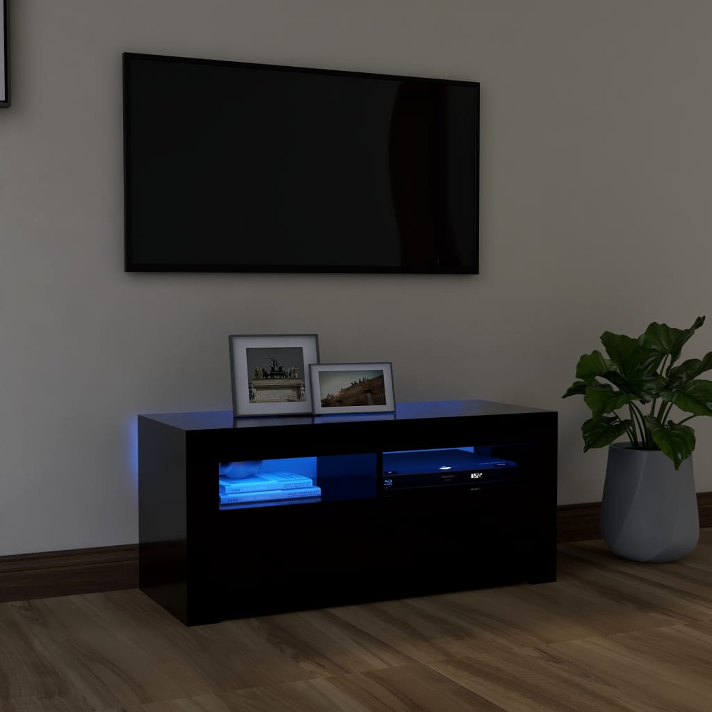 vidaXL TV-taso LED-valoilla musta 90x35x40 cm