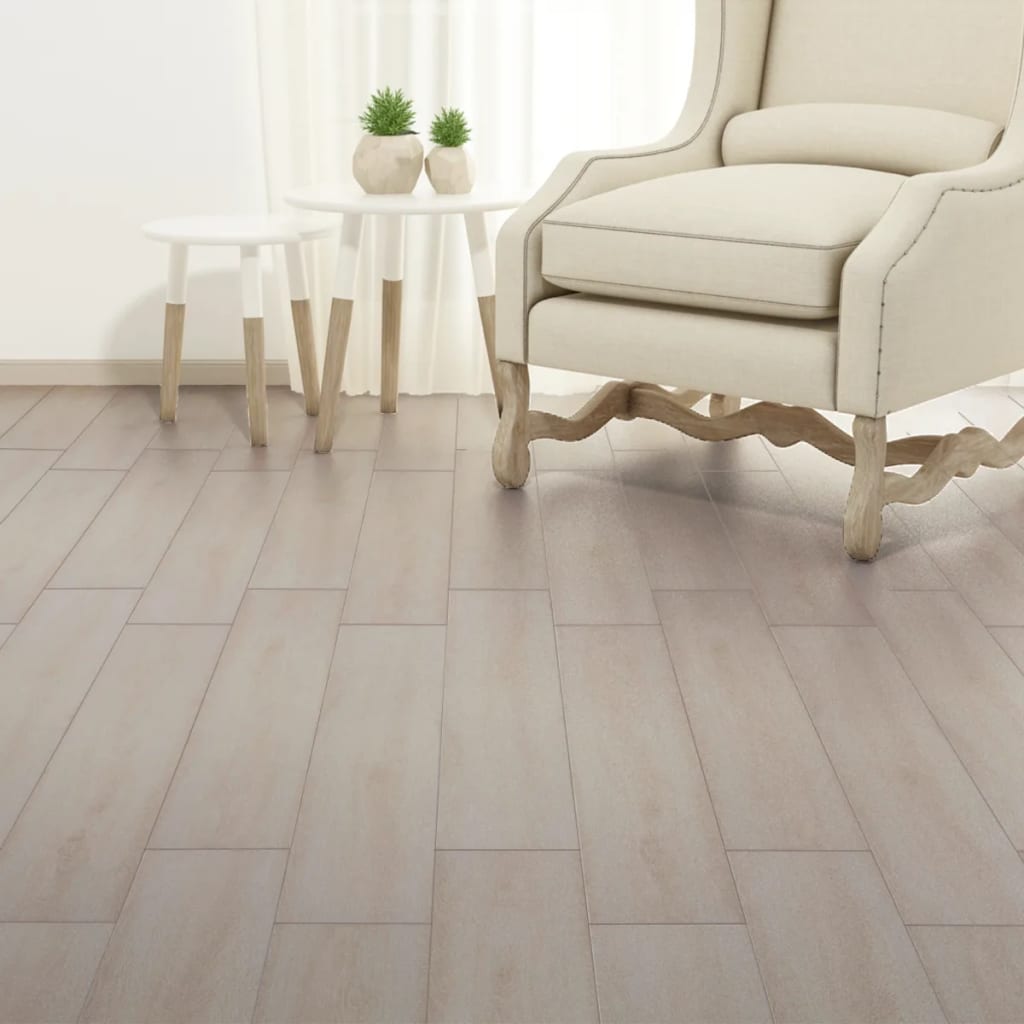 vidaXL Itsekiinnittyvä PVC-lattialankku 5,21 m² 2 mm tammi valkoinen