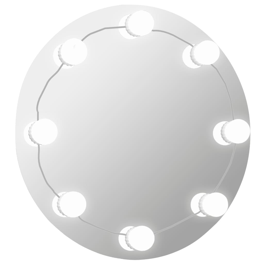 vidaXL Seinäpeili LED-valoilla pyöreä lasi