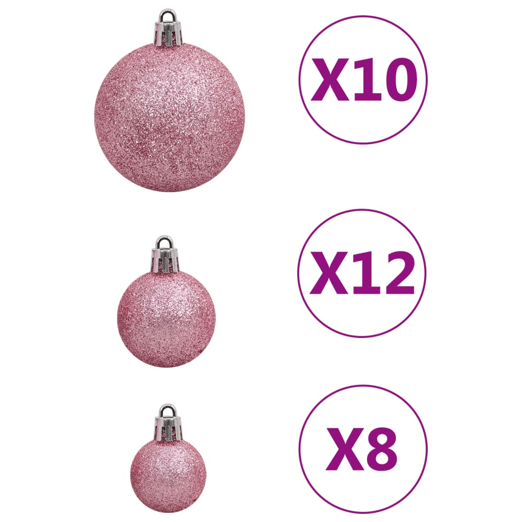vidaXL 111-osainen Joulupallosarja pinkki polystyreeni