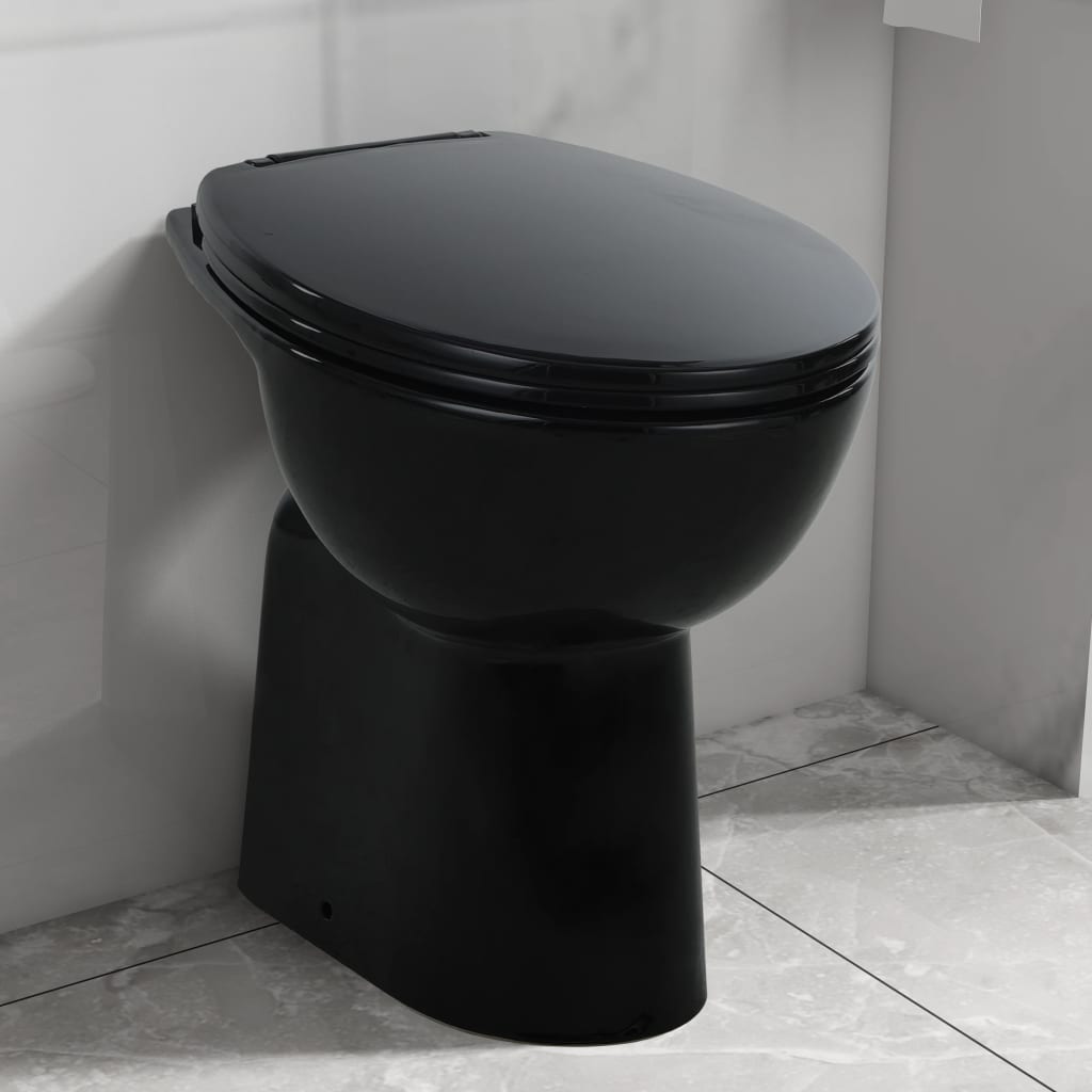 vidaXL Korkea reunaton WC Soft Close 7 cm korkeampi keraaminen musta