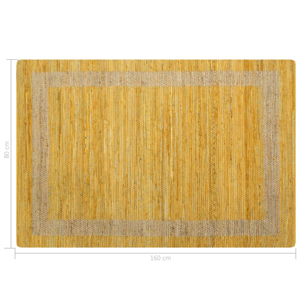 vidaXL Käsintehty juuttimatto keltainen 80x160 cm