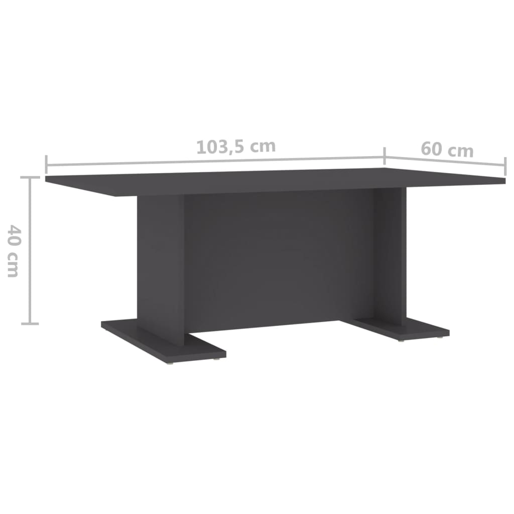 vidaXL Sohvapöytä harmaa 103,5x60x40 cm lastulevy
