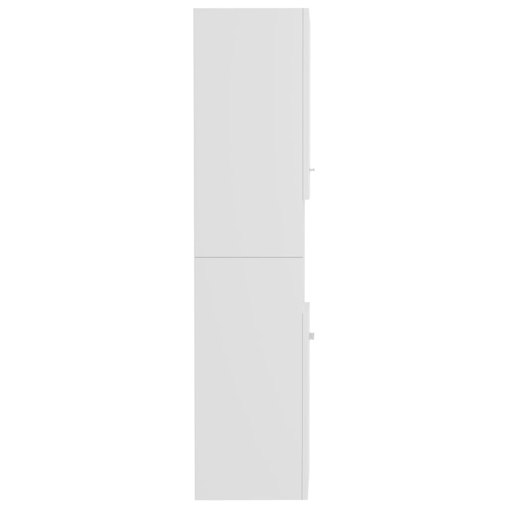 vidaXL Kylpyhuonekaappi korkeakiilto valkoinen 30x30x130 cm lastulevy