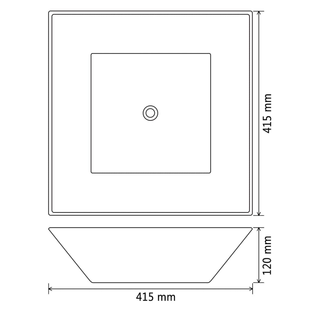 vidaXL Keraaminen pesuallas neliö musta 41,5x41,5x12 cm