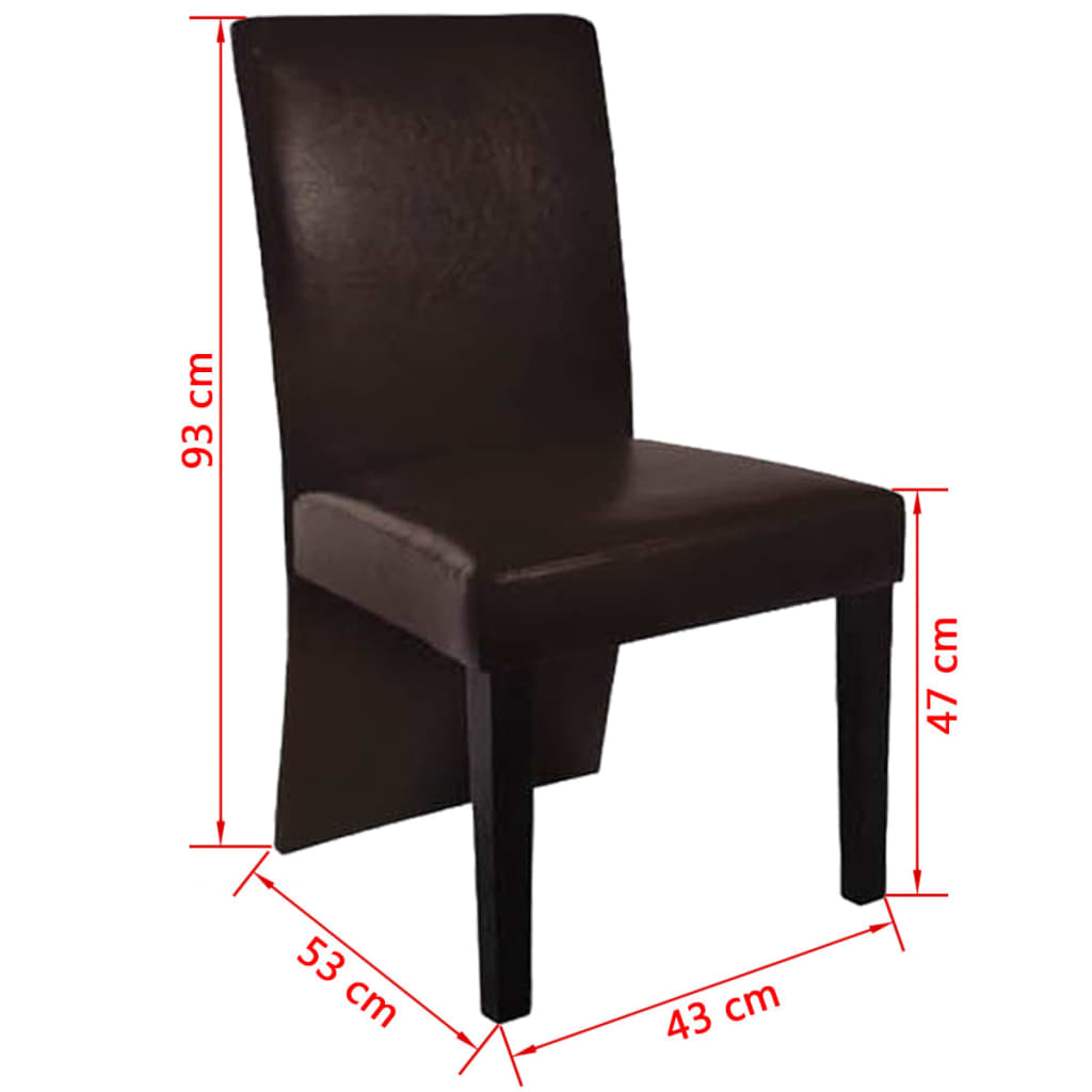 vidaXL Ruokapöydän tuolit 6 kpl tummanruskea keinonahka