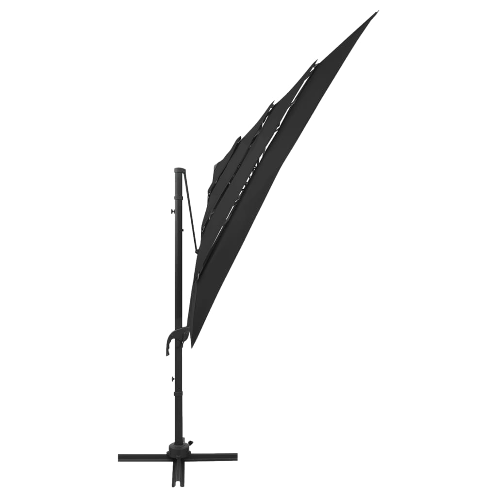 vidaXL 4-tasoinen Aurinkovarjo alumiinitanko musta 250x250 cm
