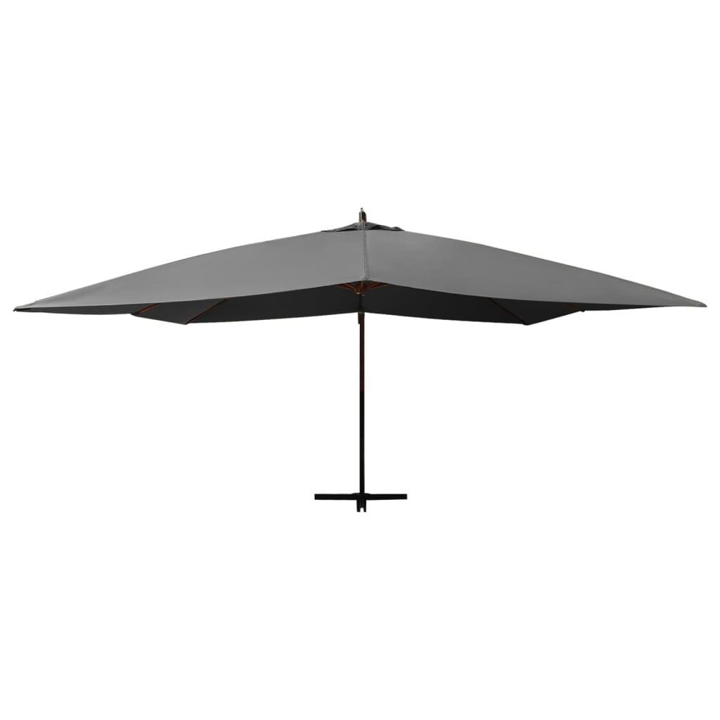 vidaXL Riippuva aurinkovarjo puupylväällä 400x300 cm antrasiitti