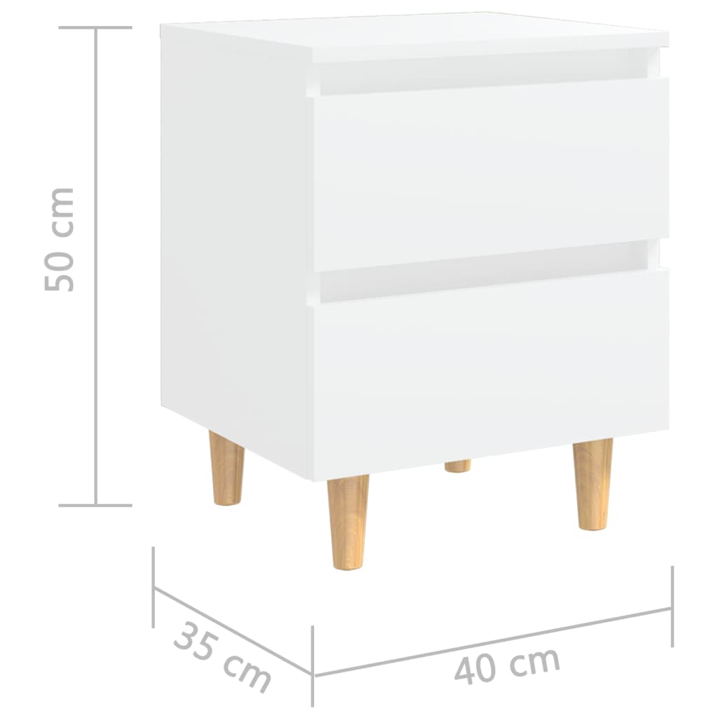 vidaXL Yöpöytä täysmäntyiset jalat valkoinen 40x35x50cm