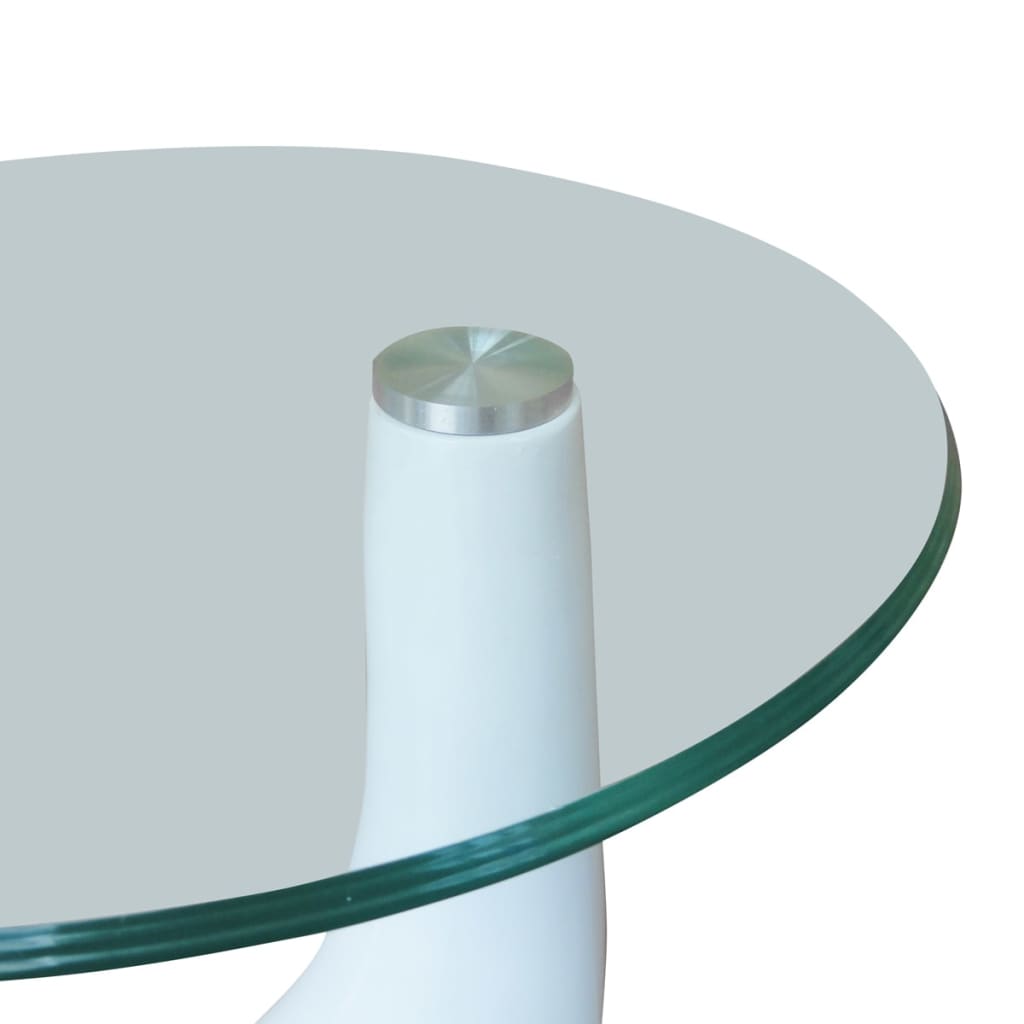 vidaXL Sohvapöytä 2kpl pyöreä lasinen pöytälevy korkeakiilto valkoinen