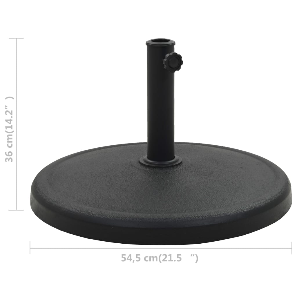 vidaXL Aurinkovarjon jalka polyresiini 19 kg pyöreä musta