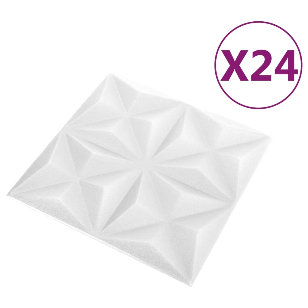 vidaXL 3D-seinäpaneelit 24 kpl 50x50 cm valkoinen origami 6 m²