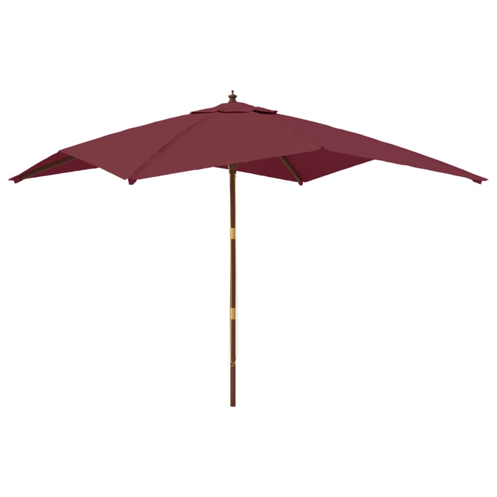 vidaXL Puutarhan aurinkovarjo puutolppa viininpunainen 300x300x273 cm
