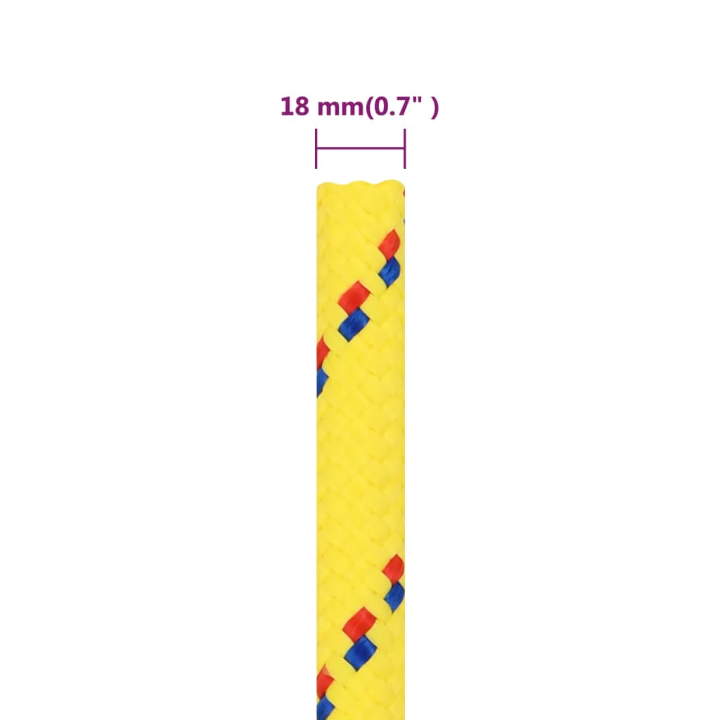 vidaXL Veneköysi keltainen 18 mm 50 m polypropeeni