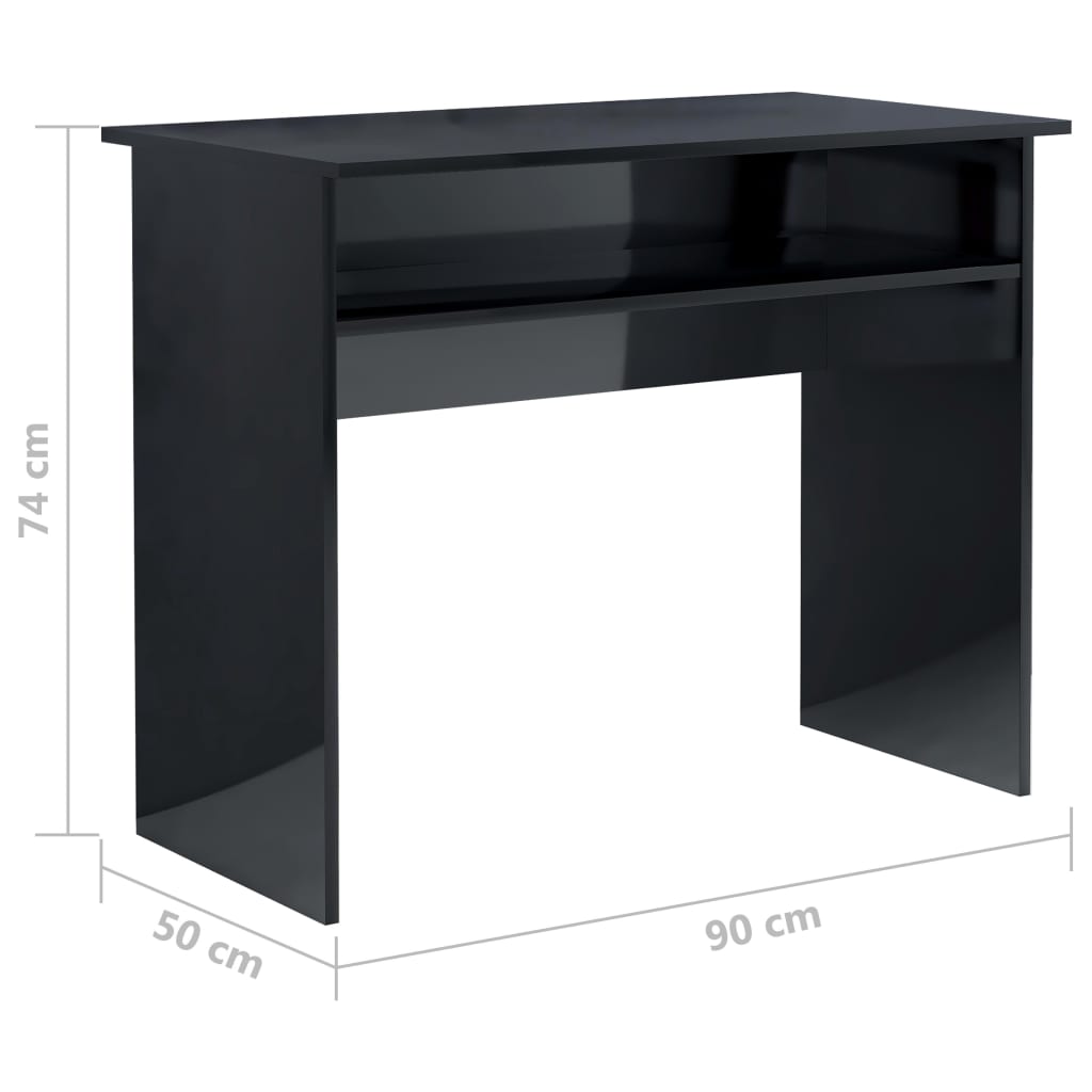 vidaXL Työpöytä korkeakiilto musta 90x50x74 cm lastulevy