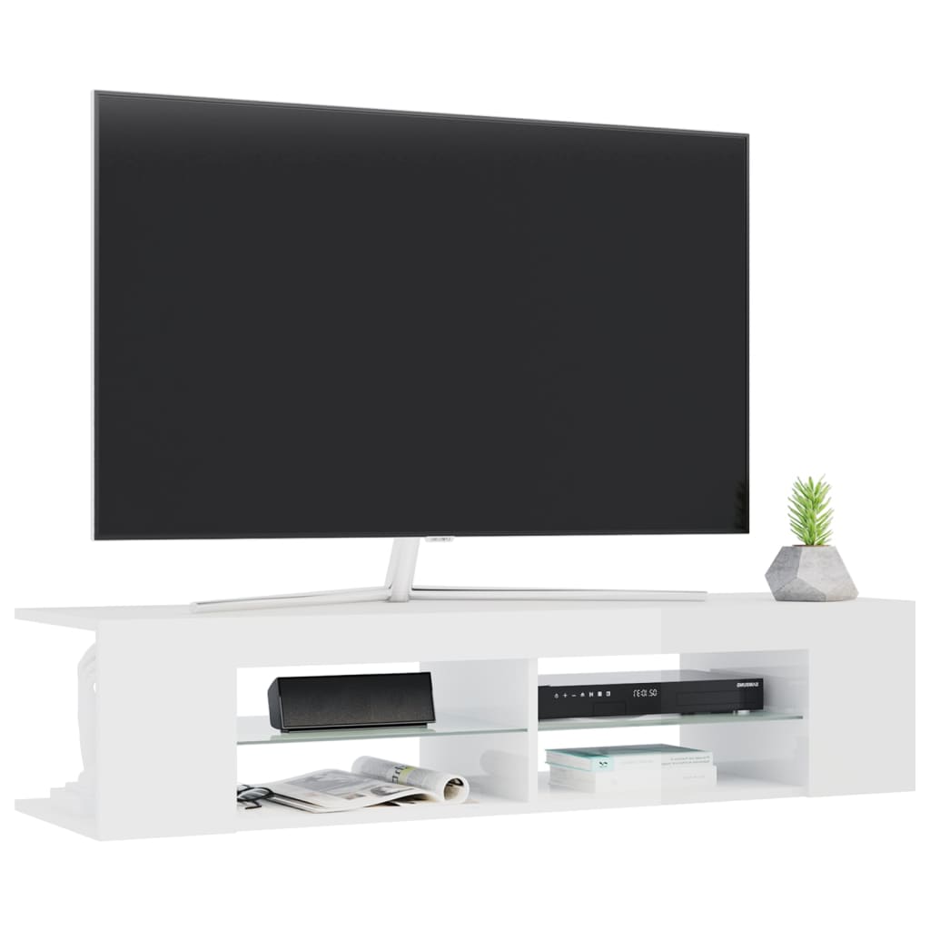 vidaXL TV-taso LED-valoilla korkeakiilto valkoinen 135x39x30 cm