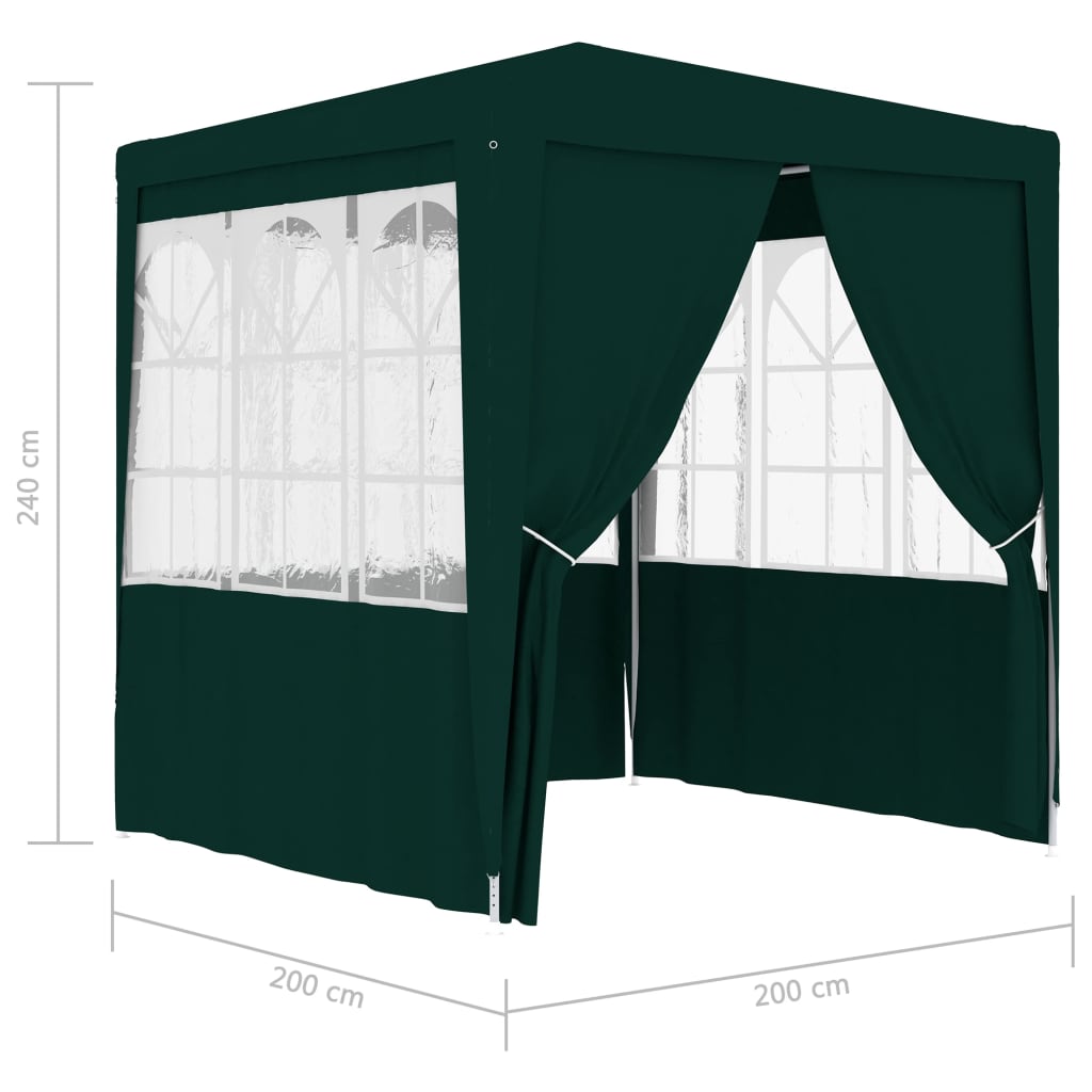 vidaXL Ammattilaisten juhlateltta sivuseinillä 2x2 m vihreä 90 g/m²