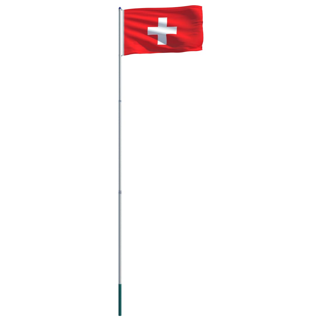 vidaXL Sveitsin lippu ja tanko alumiini 6 m