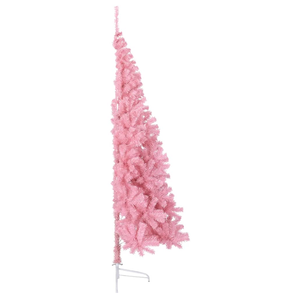 vidaXL Tekojoulukuusen puolikas jalustalla pinkki 180 cm PVC