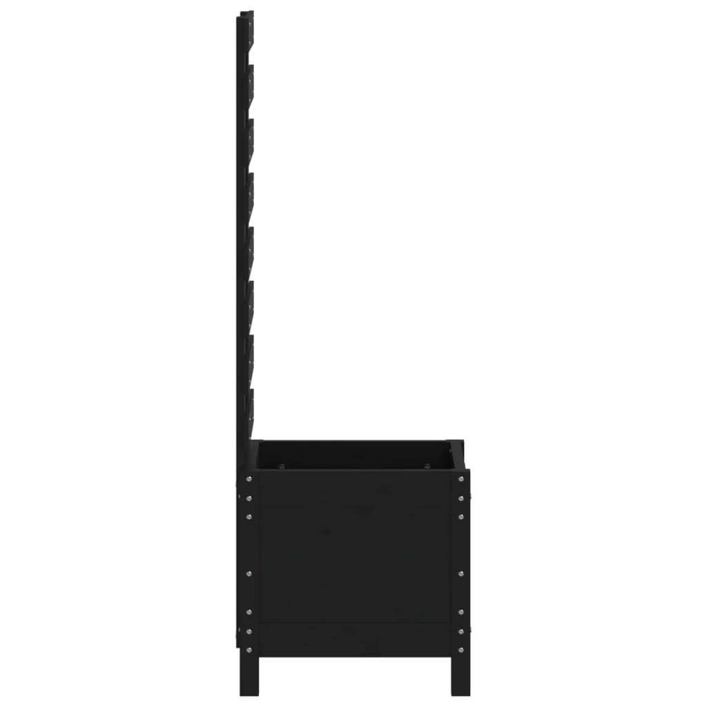 vidaXL Kukkalaatikko telineellä musta 39x39,5x114 cm täysi mänty