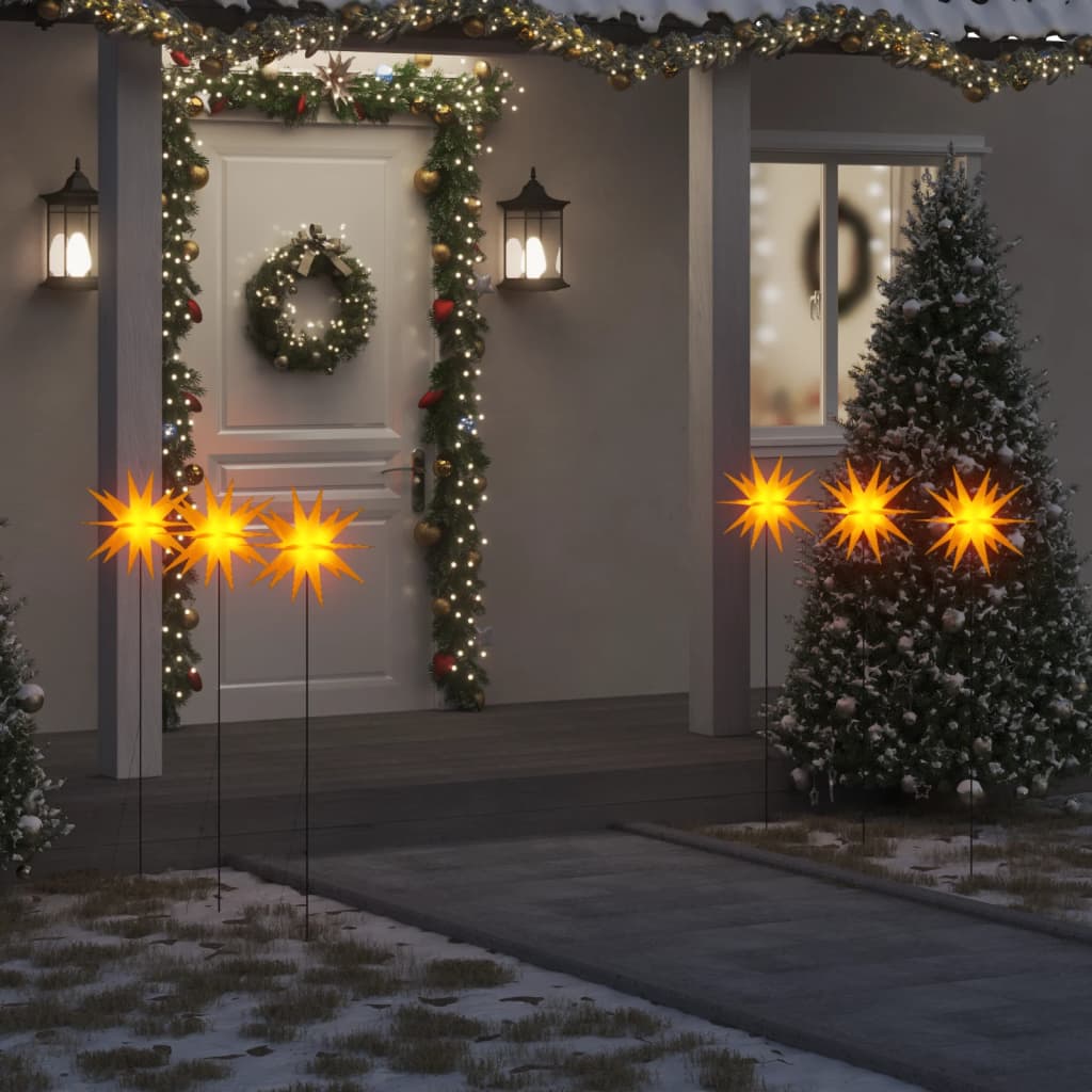 vidaXL Jouluvalo maapiikillä 3 kpl LED-valoilla taitettava kelt. 35 cm