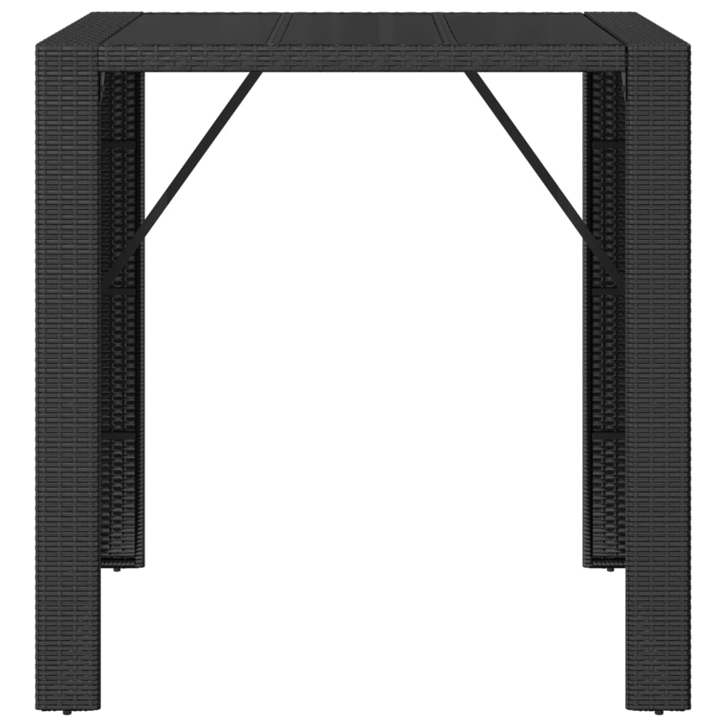 vidaXL Baaripöytä lasipöytälevyllä musta 105x80x110 cm polyrottinki