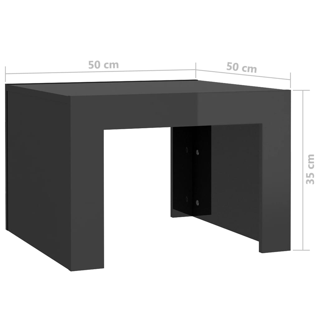 vidaXL Sohvapöytä korkeakiilto harmaa 50x50x35 cm lastulevy