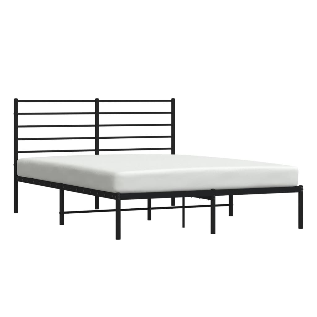 vidaXL Metallinen sängynrunko päädyllä musta 120x190 cm