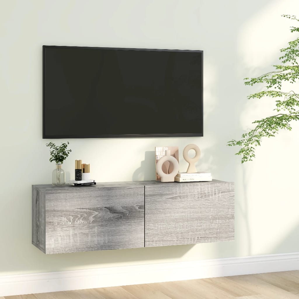 vidaXL TV-seinäkaappi harmaa Sonoma 100x30x30 cm tekninen puu