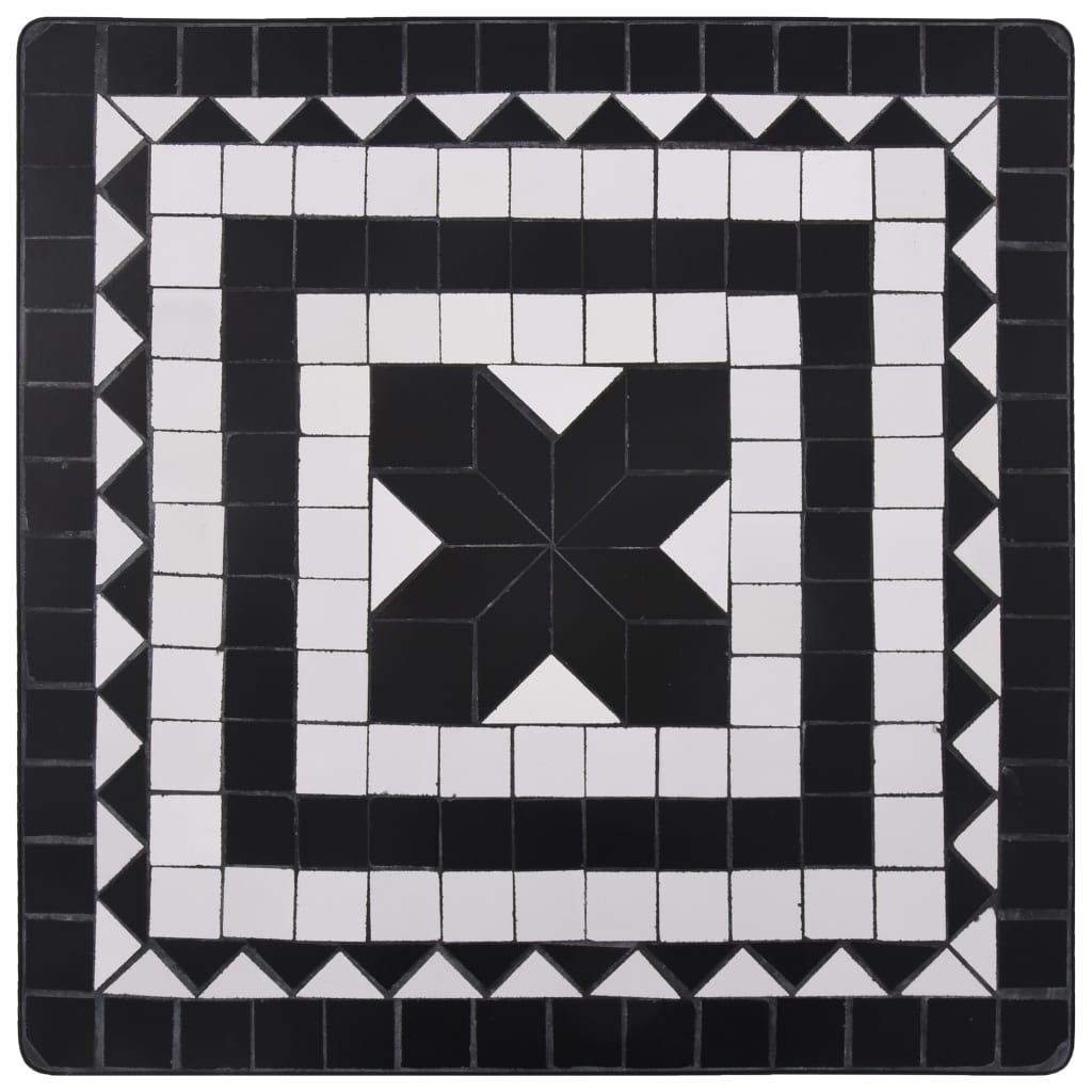 vidaXL 3-osainen mosaiikkibistrosarja keraamiset laatat musta ja valk.