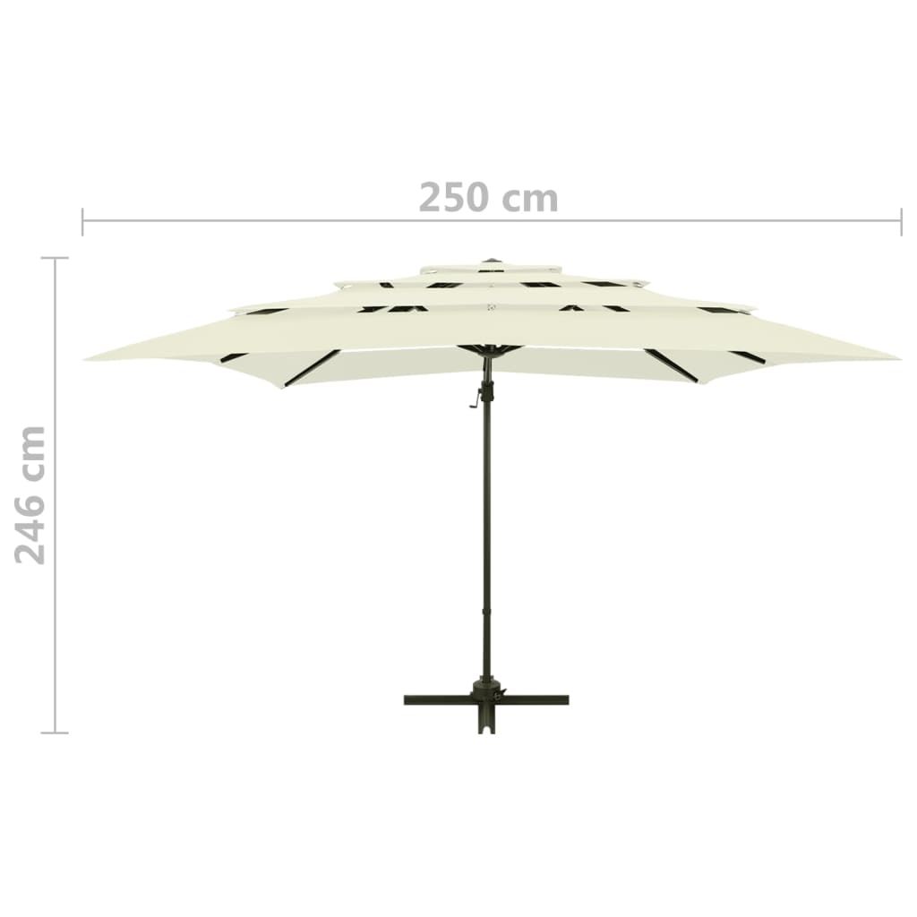 vidaXL 4-tasoinen Aurinkovarjo alumiinitanko hiekka 250x250 cm