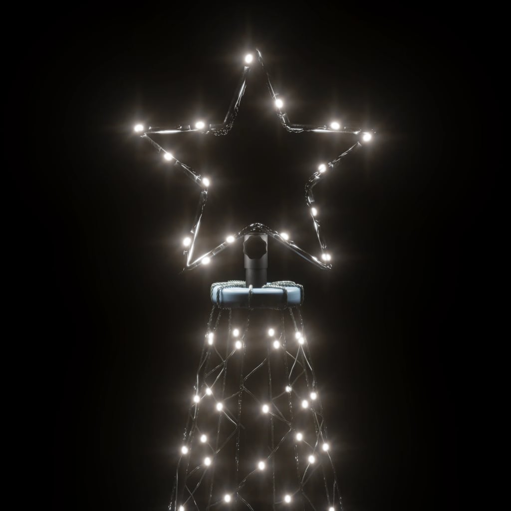 vidaXL Joulukuusi metallitolpalla 1400 LED-valolla kylmä valkoinen 5 m