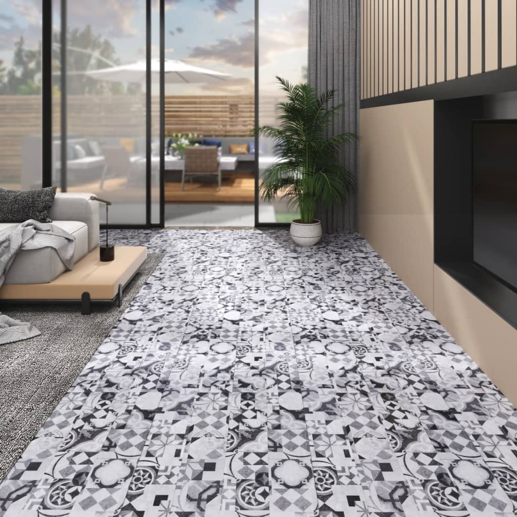 vidaXL PVC-lattialankut 5,02 m² 2 mm itseliimautuva harmaa kuvio