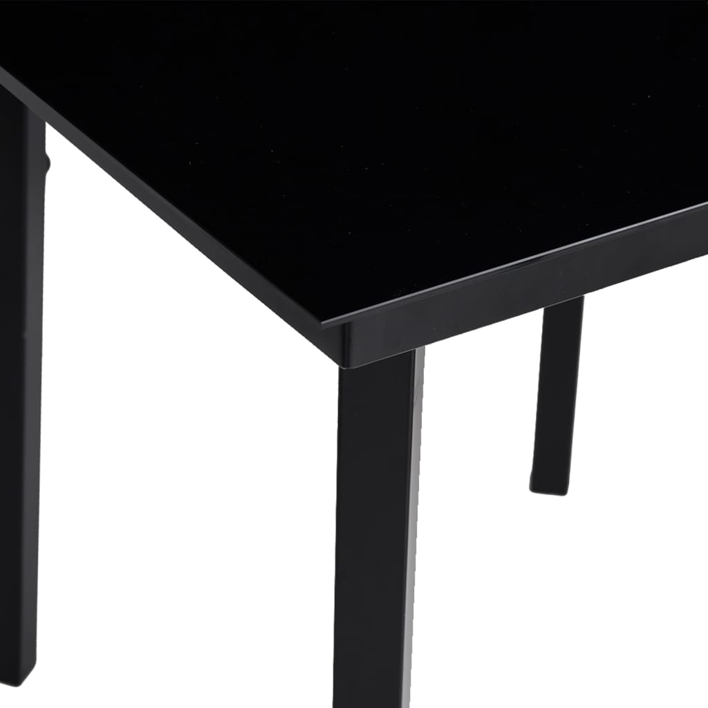 vidaXL Puutarhan ruokapöytä musta 140x70x74 cm teräs ja lasi