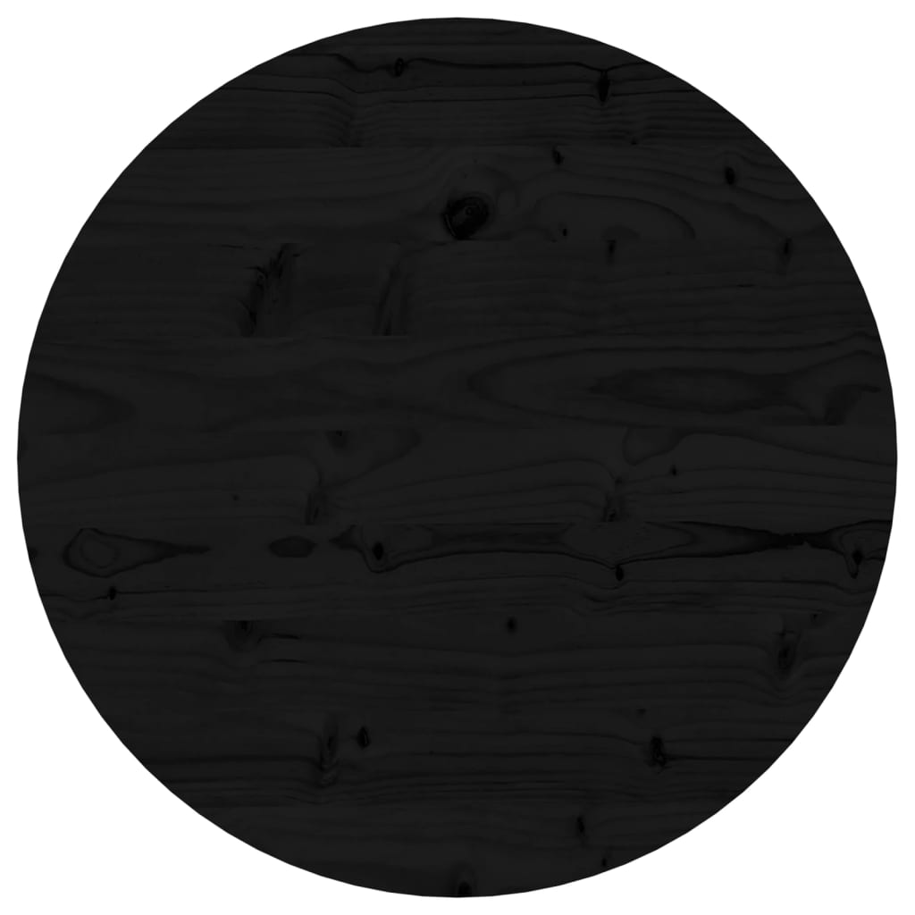 vidaXL Pöytälevy pyöreä musta Ø50x3 cm täysi mänty