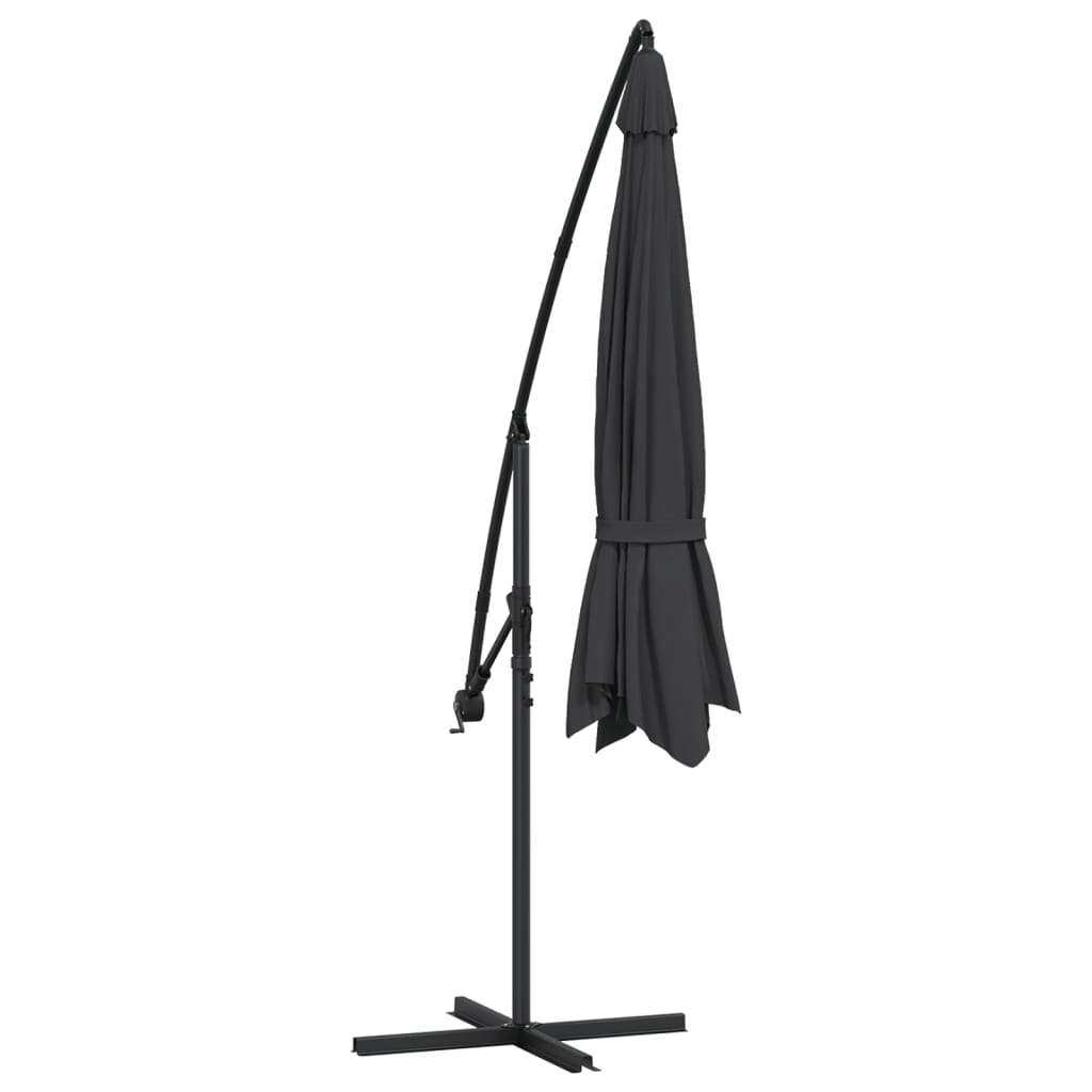 vidaXL Riippuva aurinkovarjo alumiinipylväällä 350 cm musta