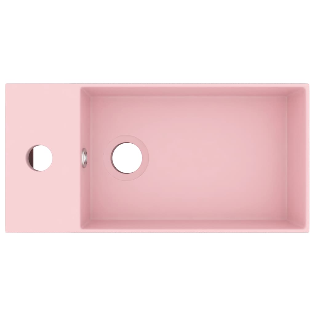 vidaXL Kylpyhuoneen pesuallas ylivuodolla keraaminen matta pinkki