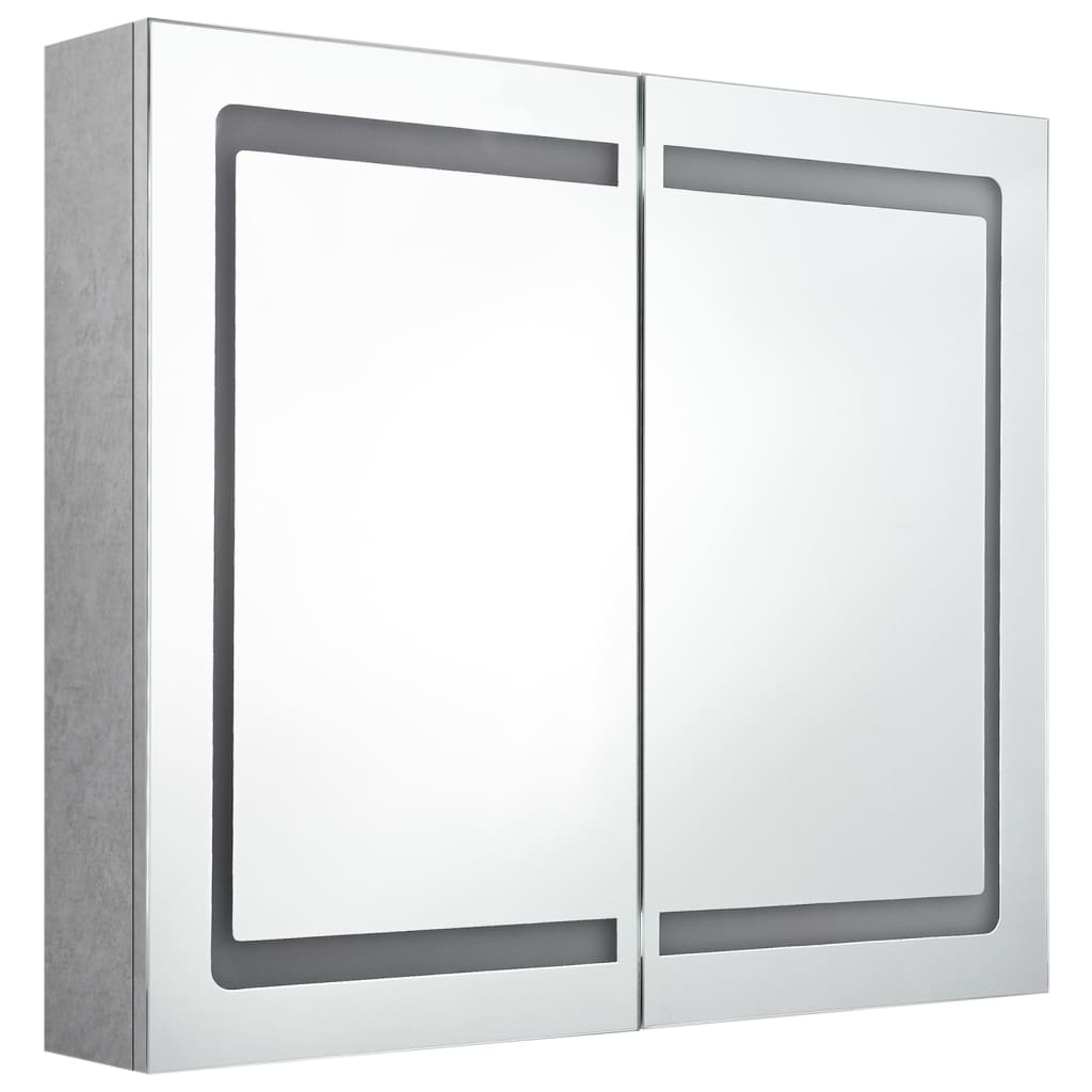 vidaXL LED kylpyhuoneen peilikaappi betoninharmaa 80x12x68 cm