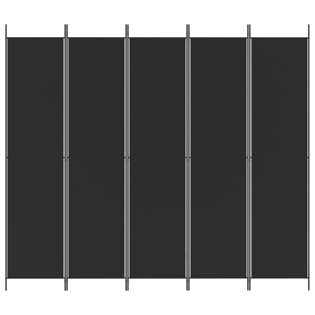 vidaXL 5-paneelinen Tilanjakaja musta 250x220 cm kangas
