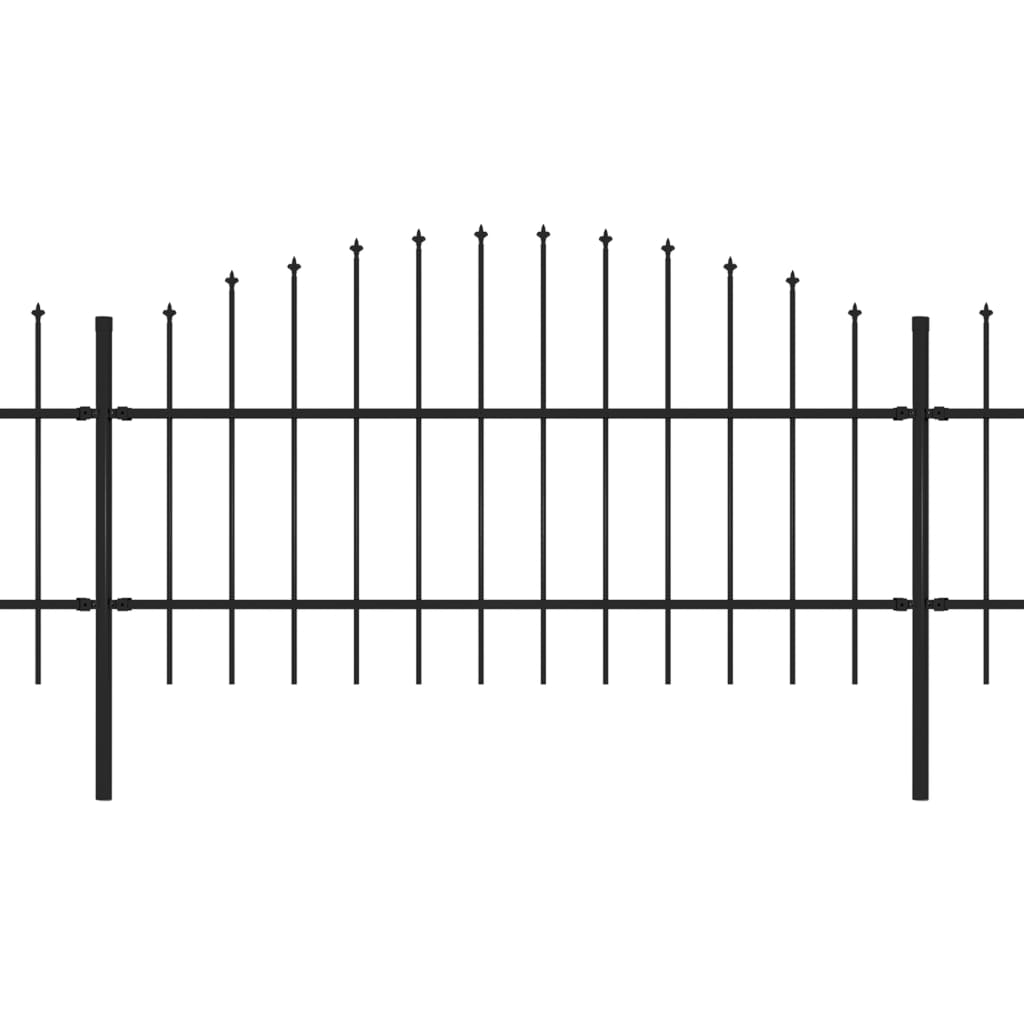 vidaXL Puutarha-aita keihäskärjillä teräs (0,75-1)x6,8 m musta